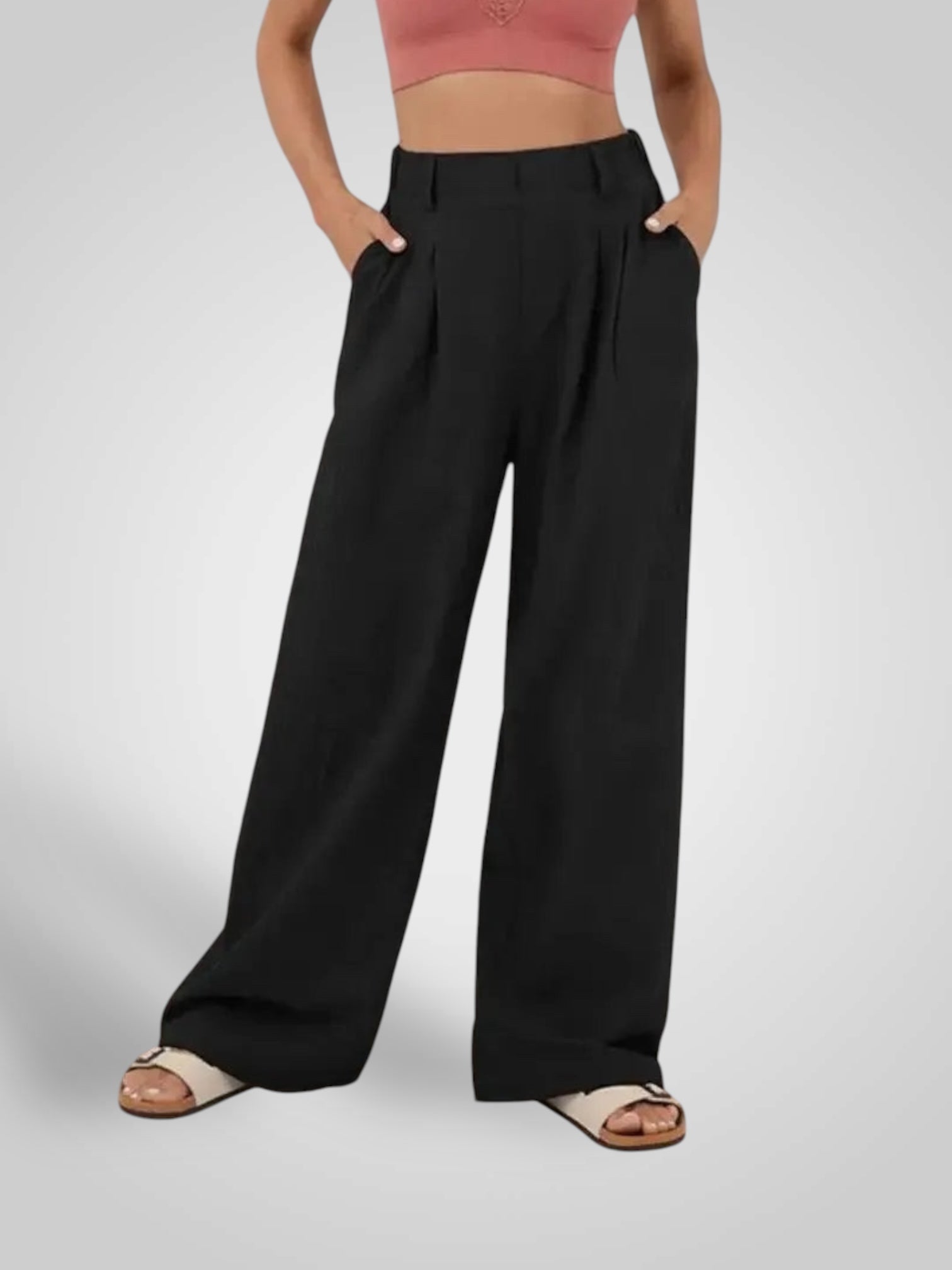 Luma | Women's Wide-Leg Trousers - High Waist Pleated Design