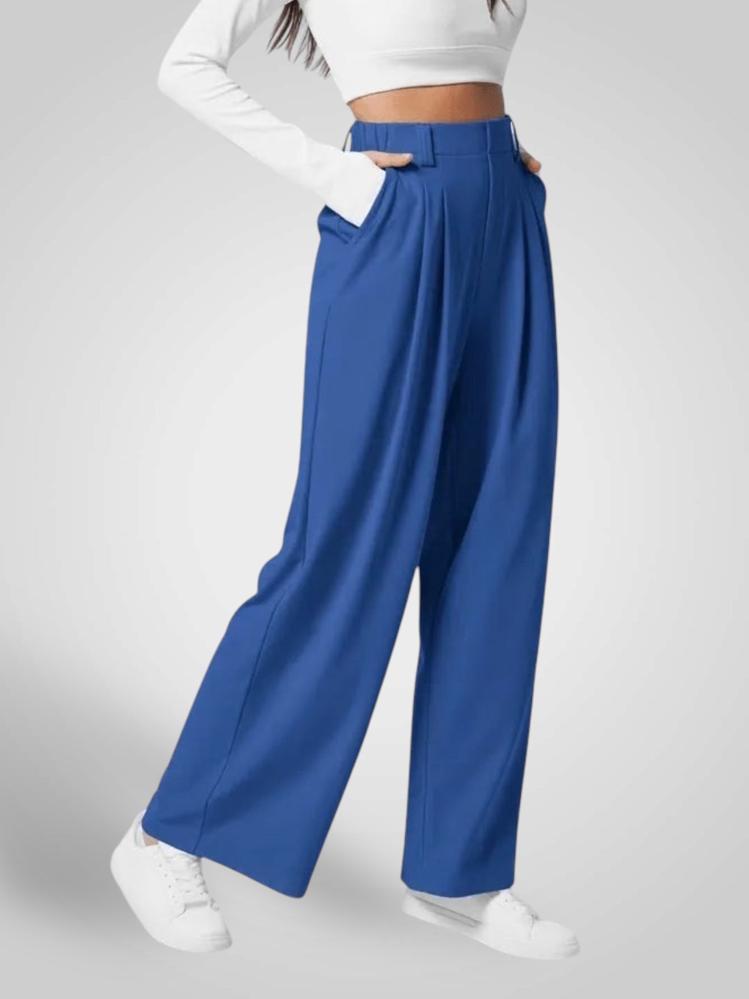 Luma | Women's Wide-Leg Trousers - High Waist Pleated Design