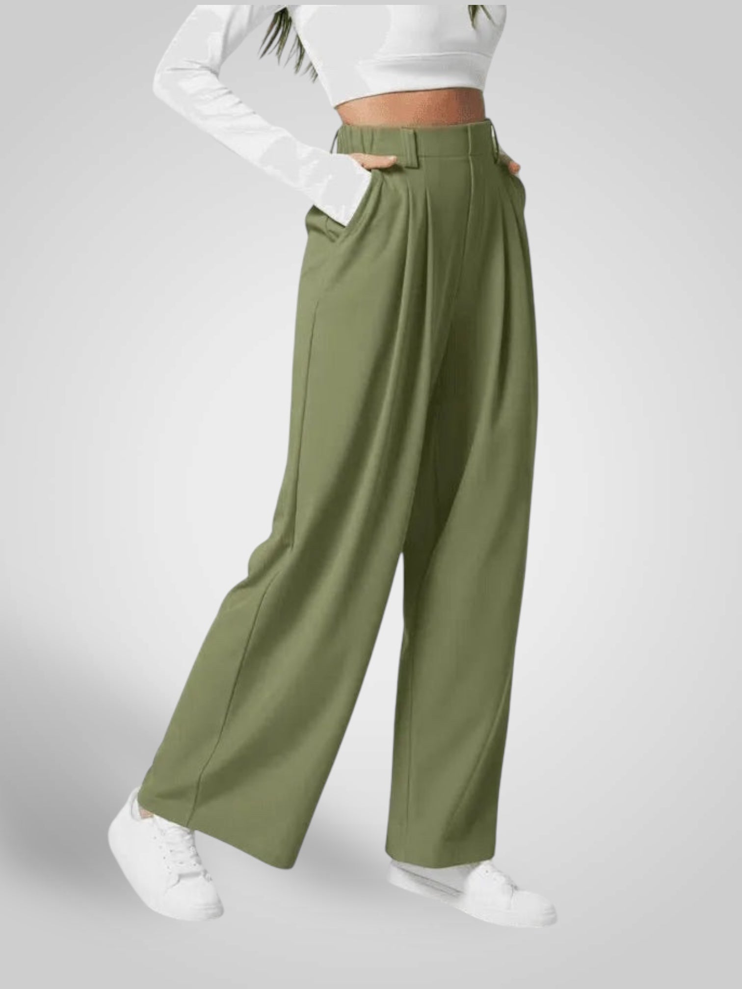 Luma | Women's Wide-Leg Trousers - High Waist Pleated Design