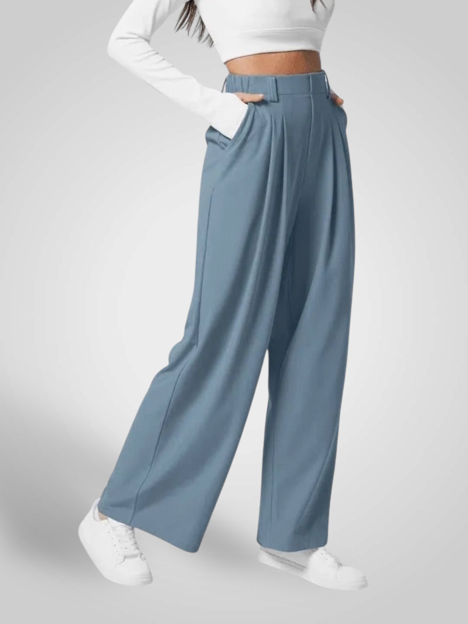 Luma | Women's Wide-Leg Trousers - High Waist Pleated Design