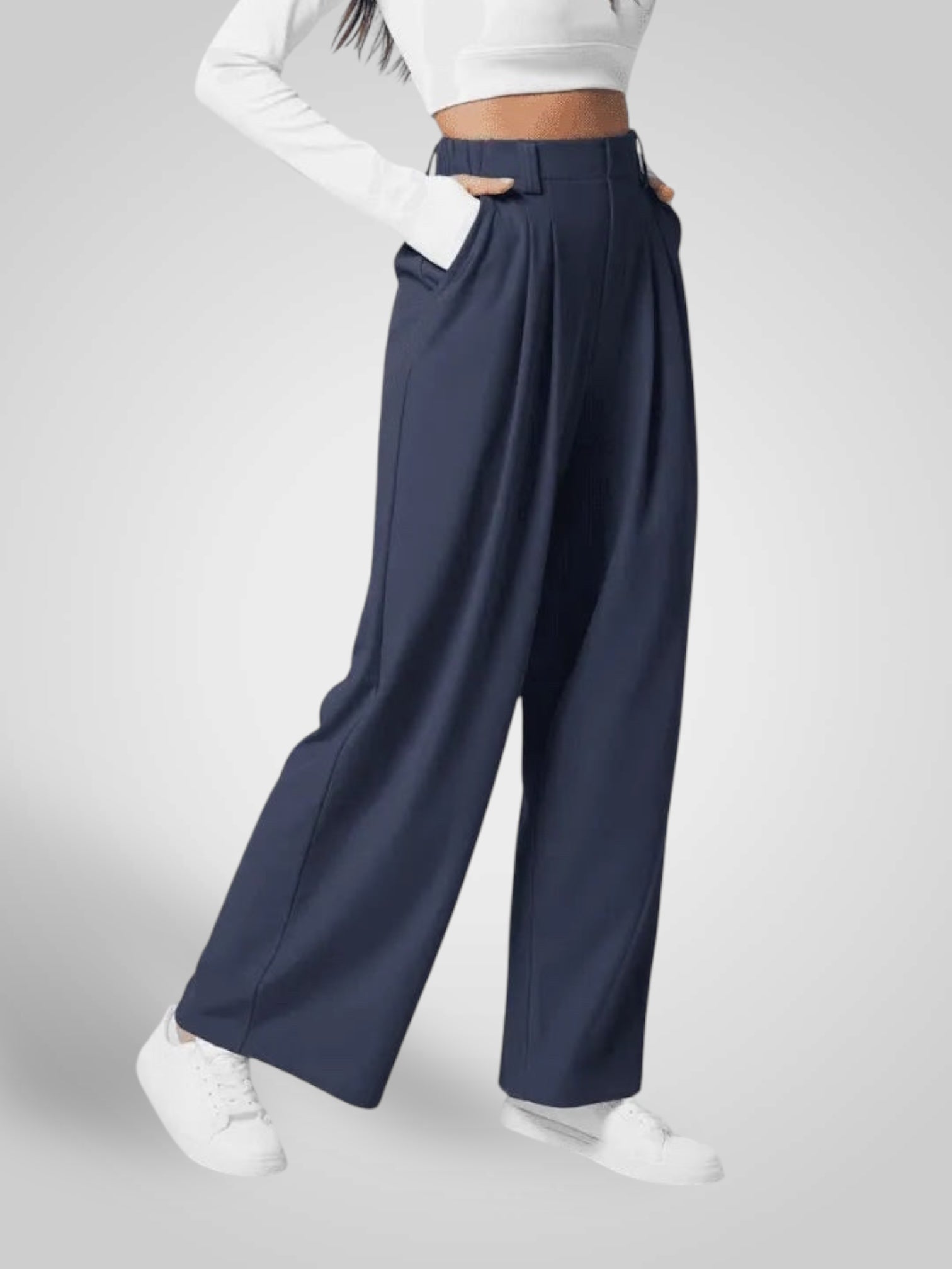Luma | Women's Wide-Leg Trousers - High Waist Pleated Design