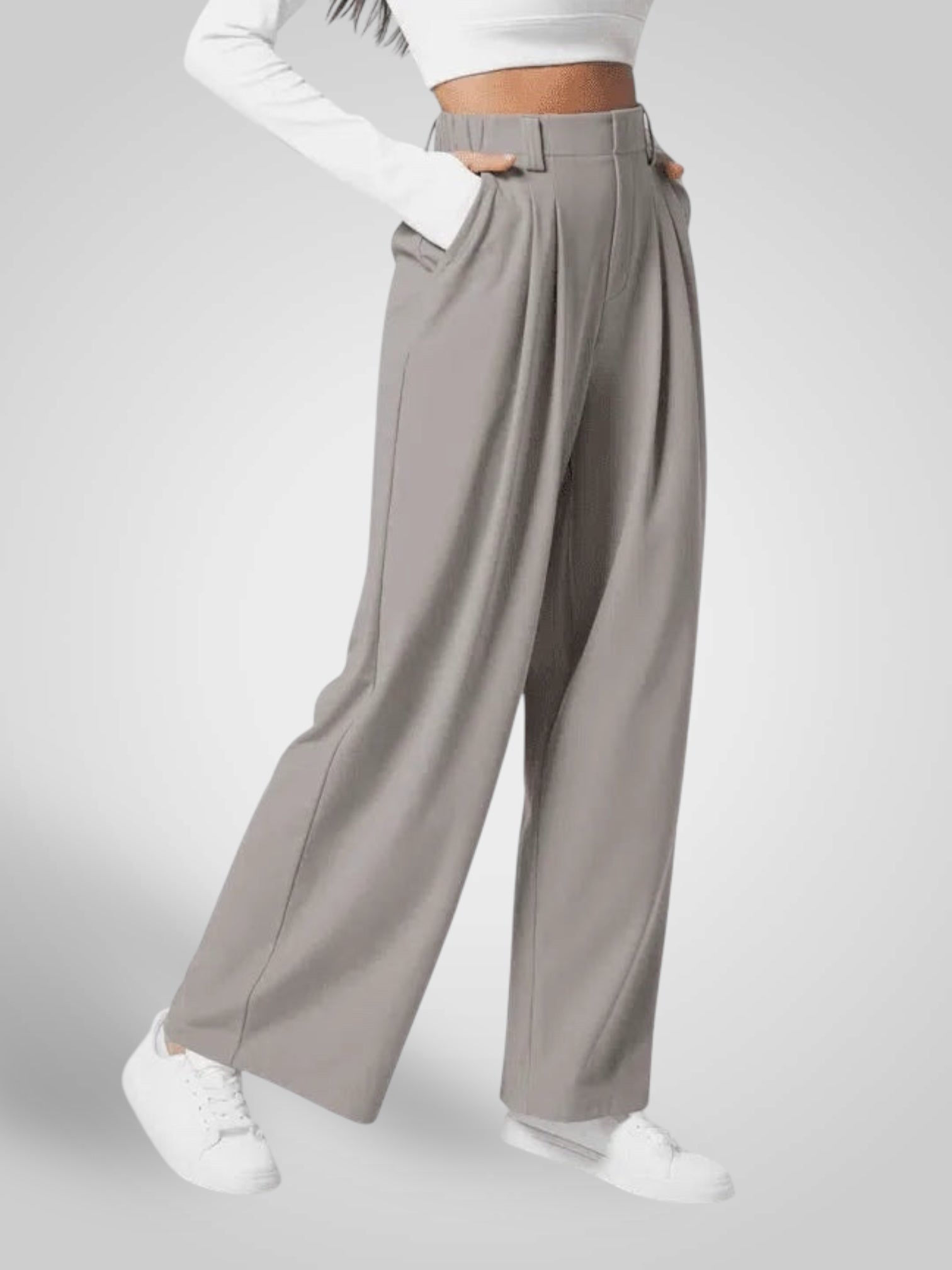 Luma | Women's Wide-Leg Trousers - High Waist Pleated Design