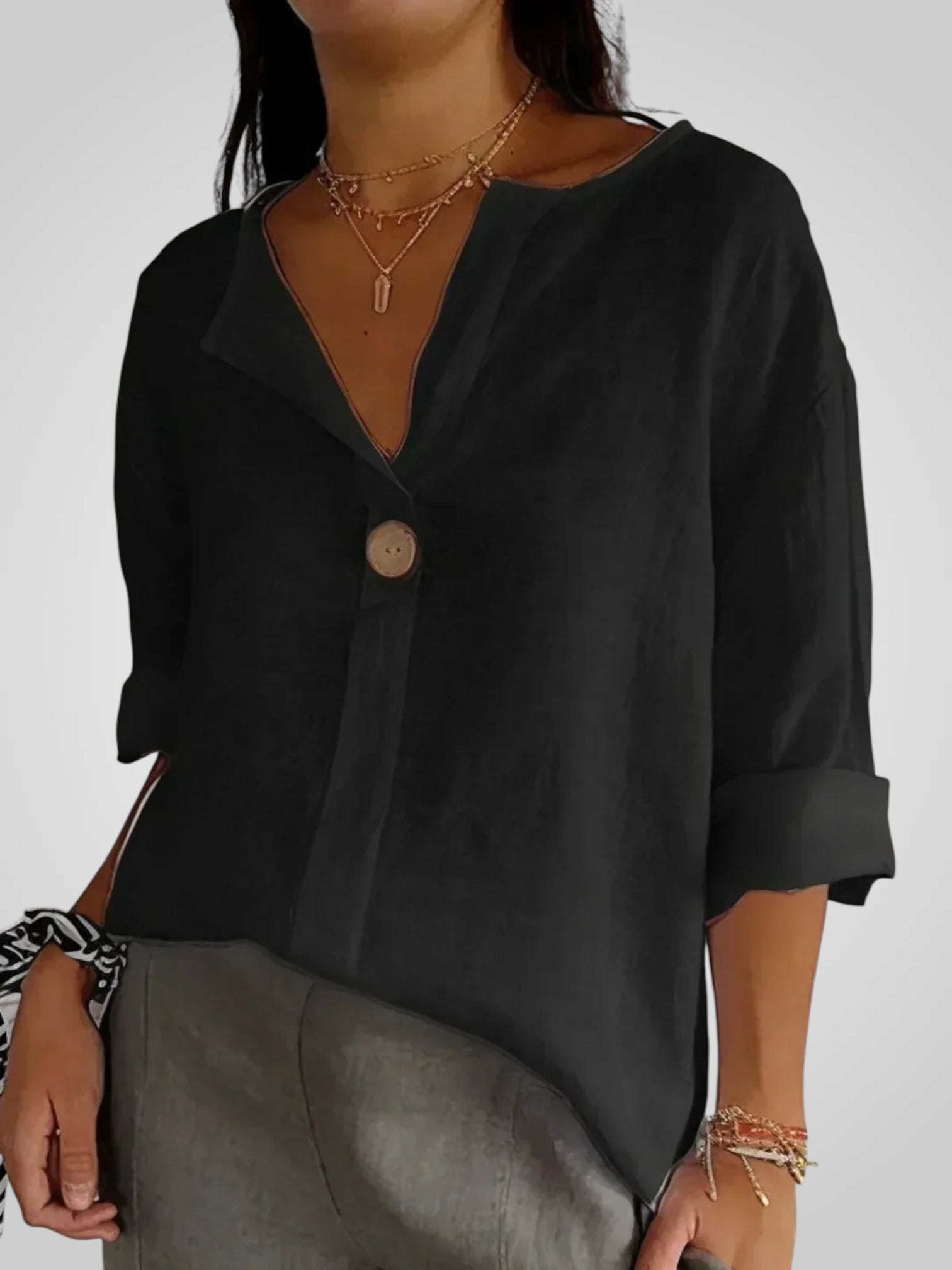 Sabrine | Relaxed V-Neck Blouse