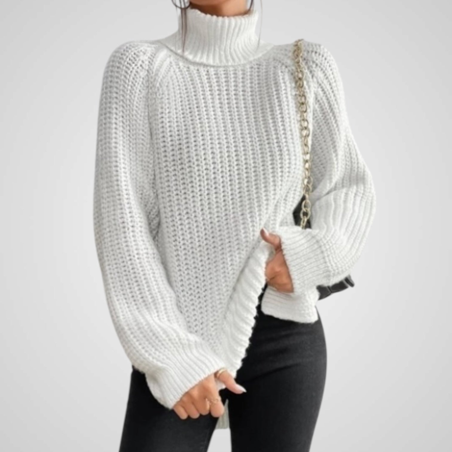 Γυναικεία Ζιβάγκο Ριπ Knit Σχίσιμο Πουλόβερ