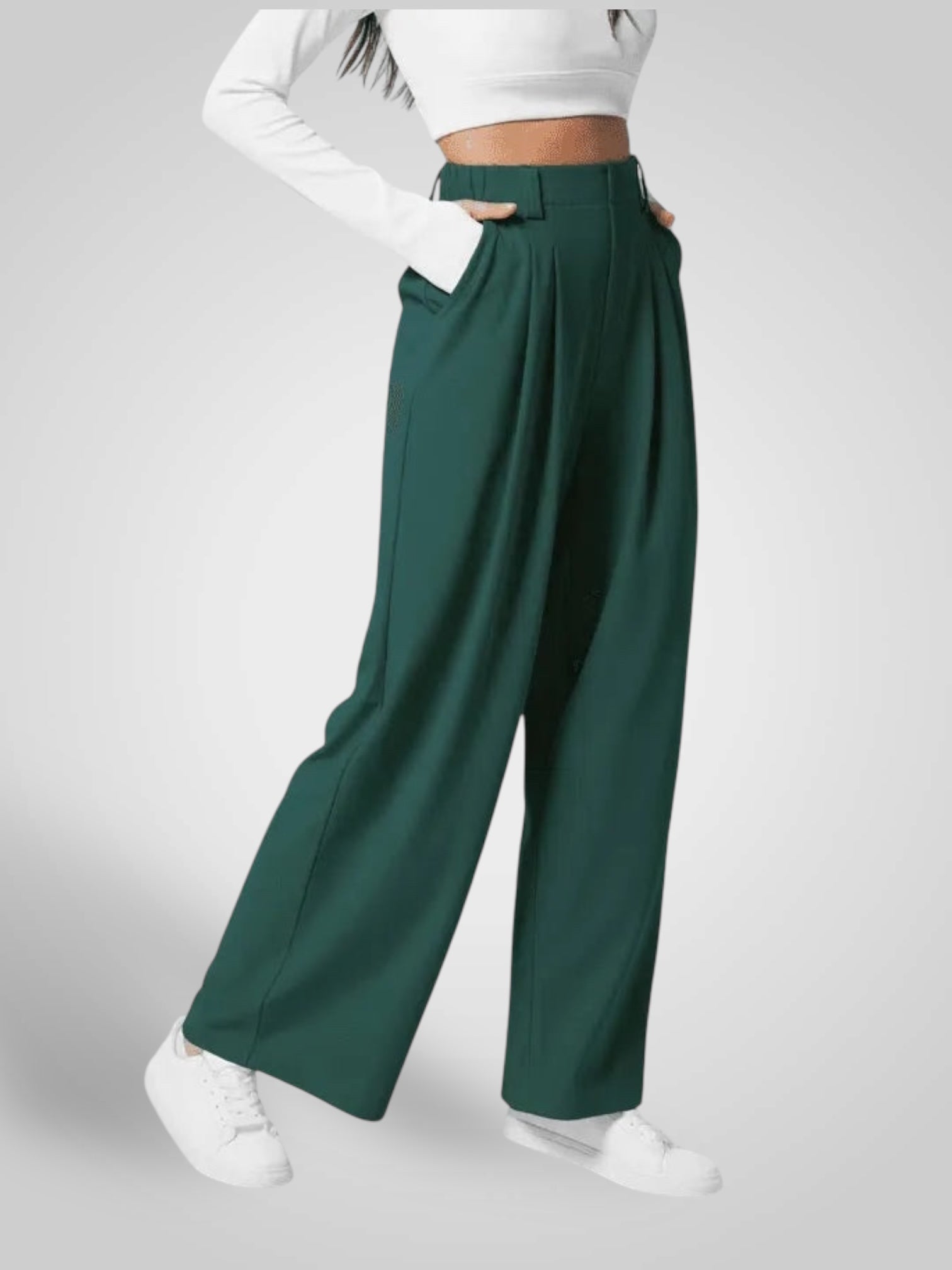 Luma | Women's Wide-Leg Trousers - High Waist Pleated Design