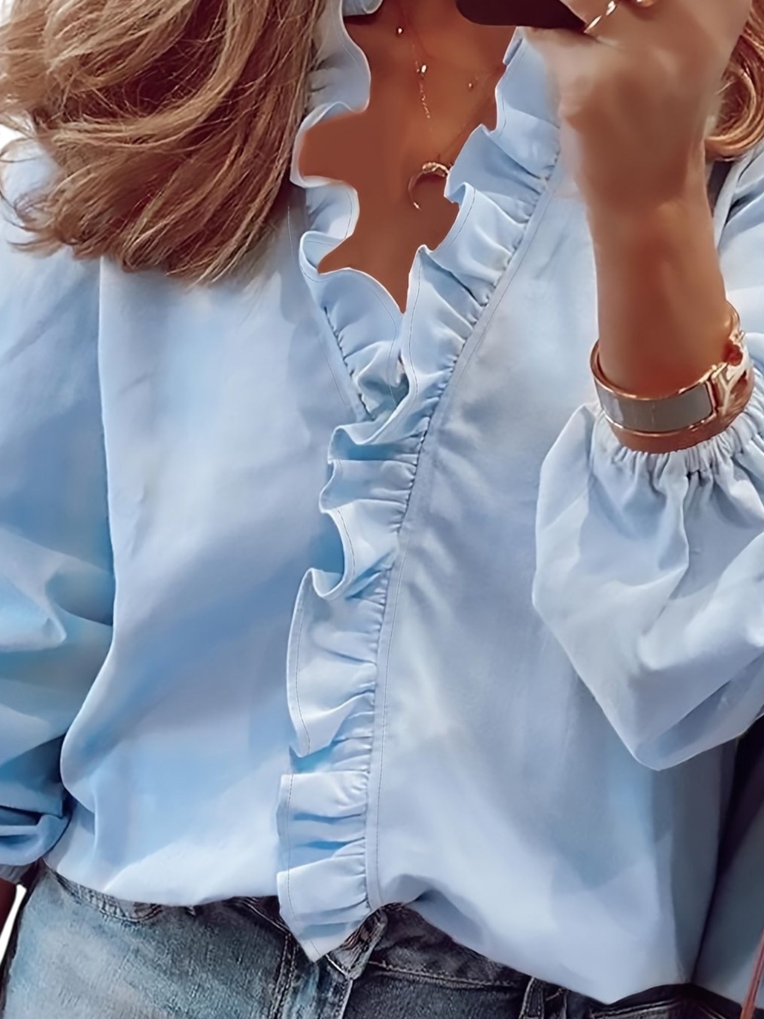 Angeline | Ruffled V-Neck Blouse