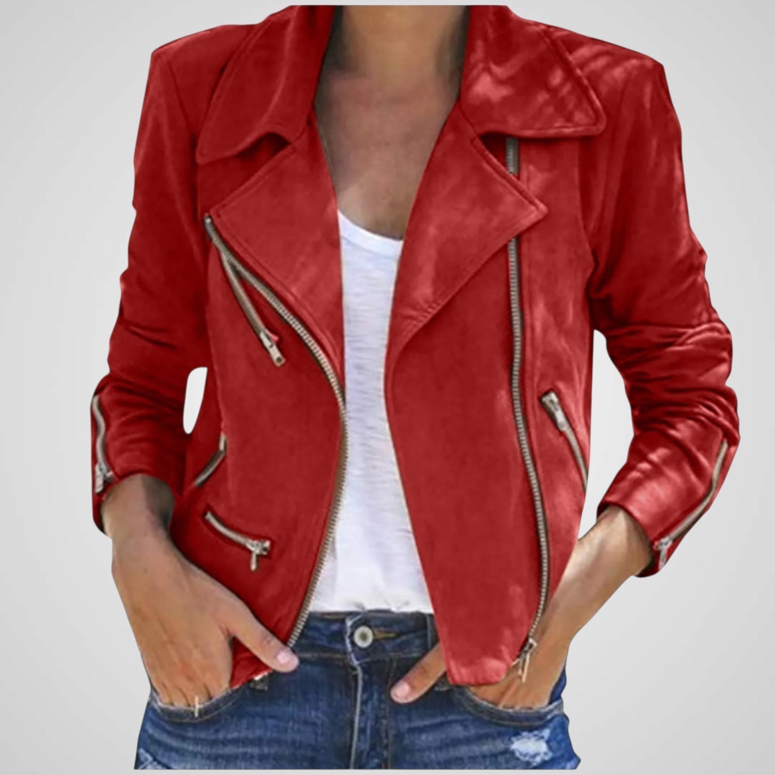 Φούρα | Δερμάτινο μπουφάν σε στυλ biker 
